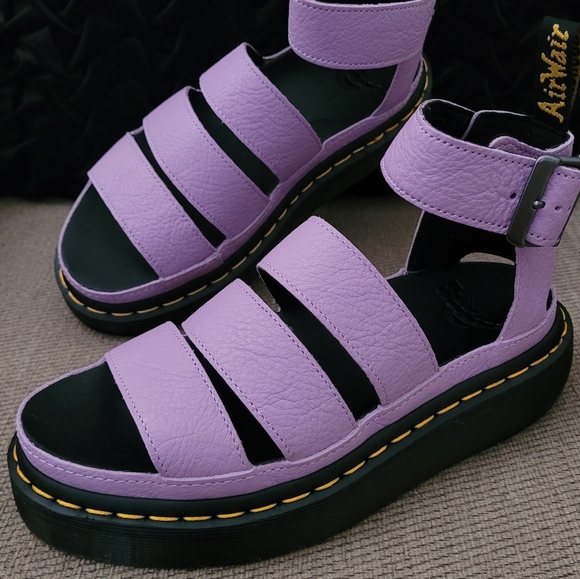 DR MARTENS CLARISSA II QUAD GENUINE LEATHER LILAC SANDALS - Picture 1 of 11